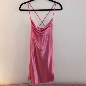 HOT PINK SATIN MINI DRESS